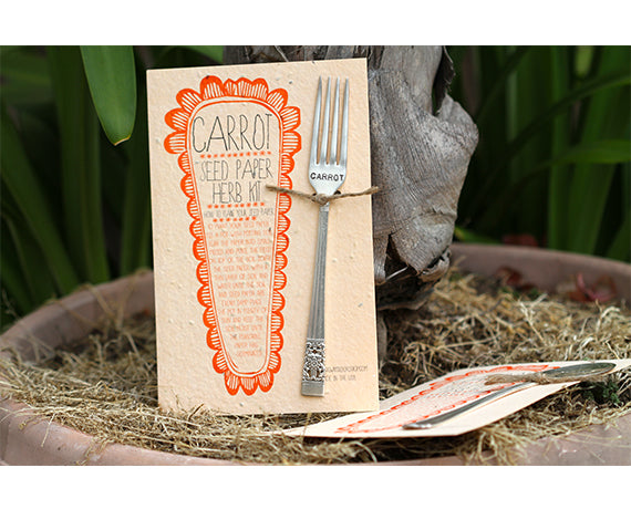 Carrot Plantable Seed Paper with Silverware Garden Marker (S0359)