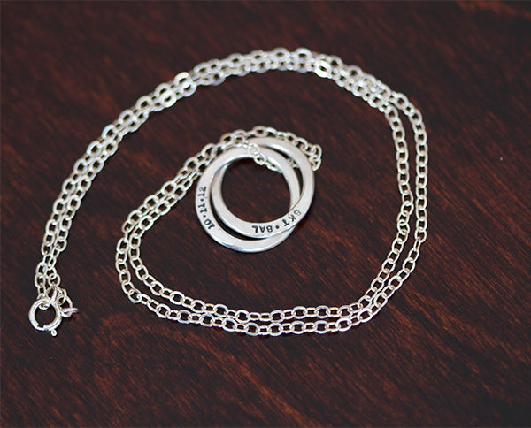Sterling Silver Interlocking Rings Necklace (S0339)