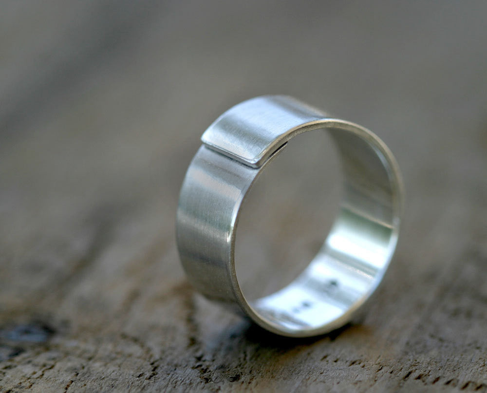 Modern men's wedding band sterling silver wrapped ring (S0319)