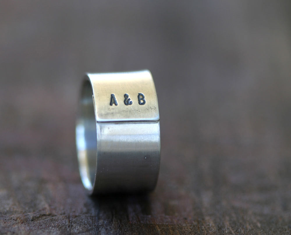Custom Initials Sterling Silver Band Ring Mens or Womans (S0235)