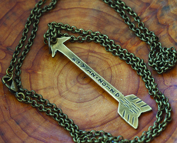 Custom Brass Arrow Necklace & Chain S0380a