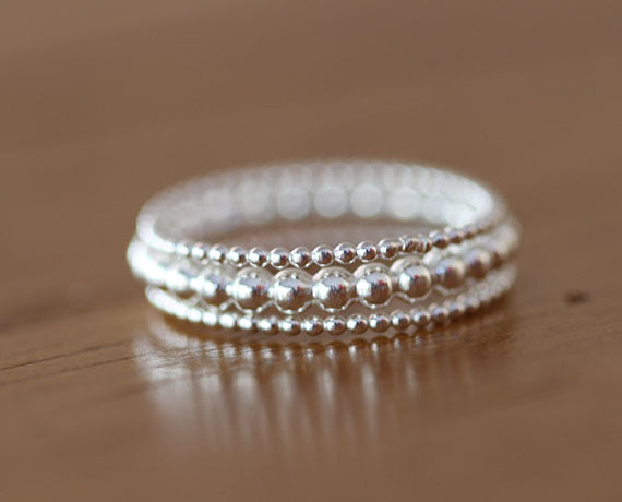 Sterling Silver Bead Ring Set (S0610)
