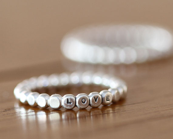 Personalized Sterling Silver Bead Ring (S0611)
