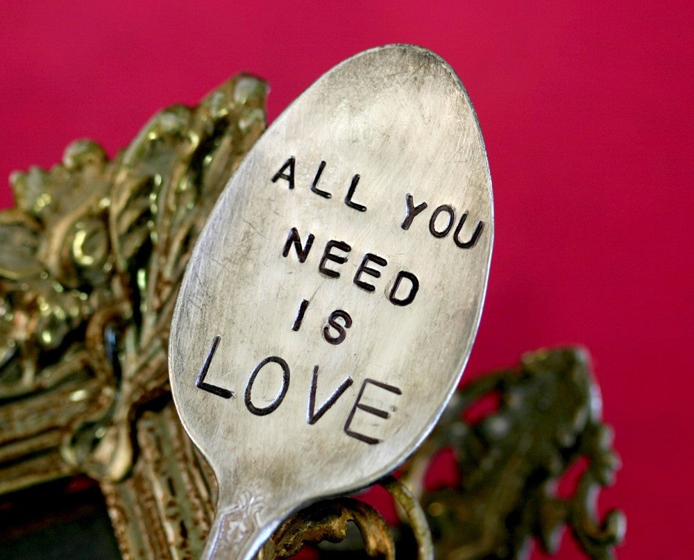 All You Need Is Love Vintage Silverware Marker Upcycled Recycled Plant Stake (S0169)