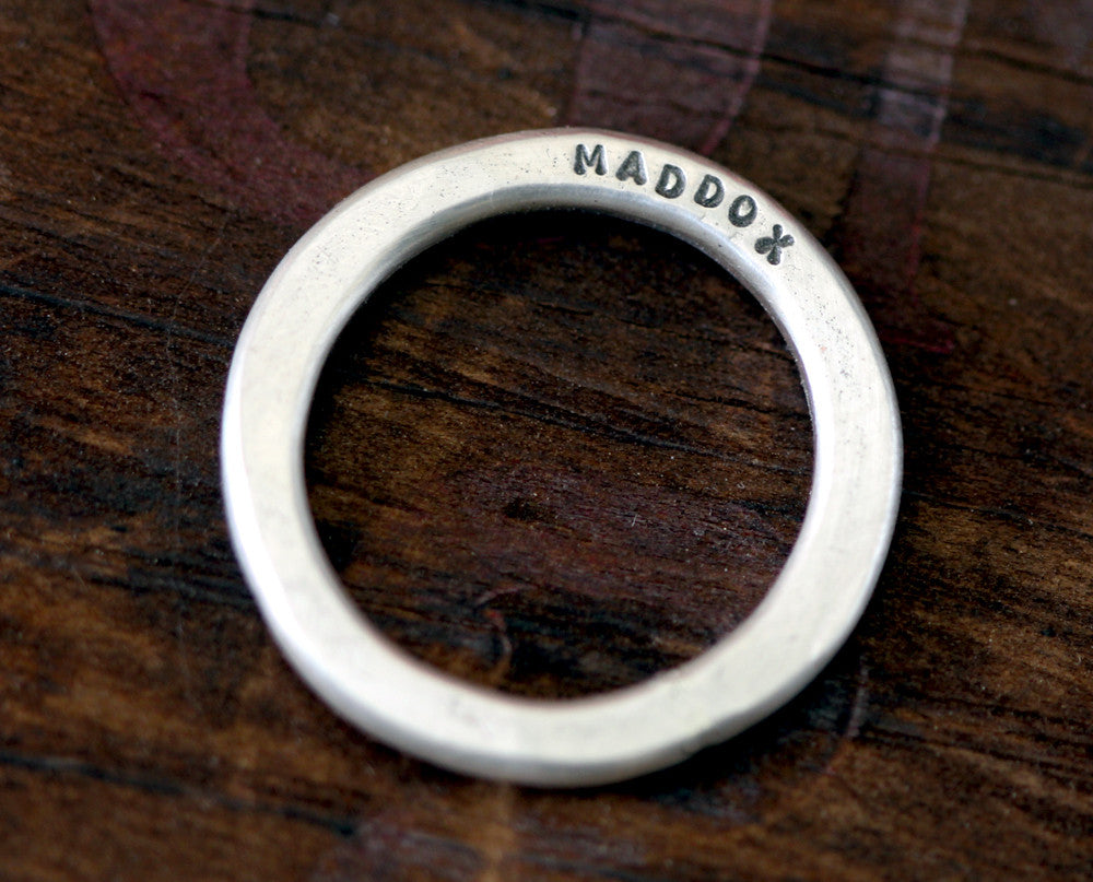 Wide Band Personalized Hammered Band Ring (S0274)