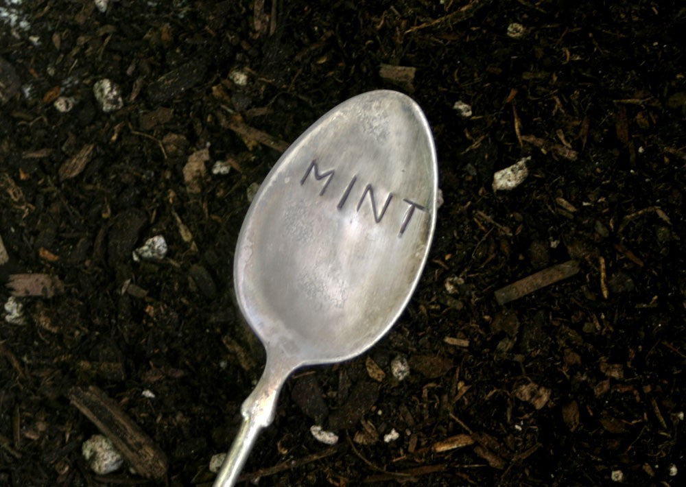 Mint Herb Antique Silverware Garden Marker Plant Stake