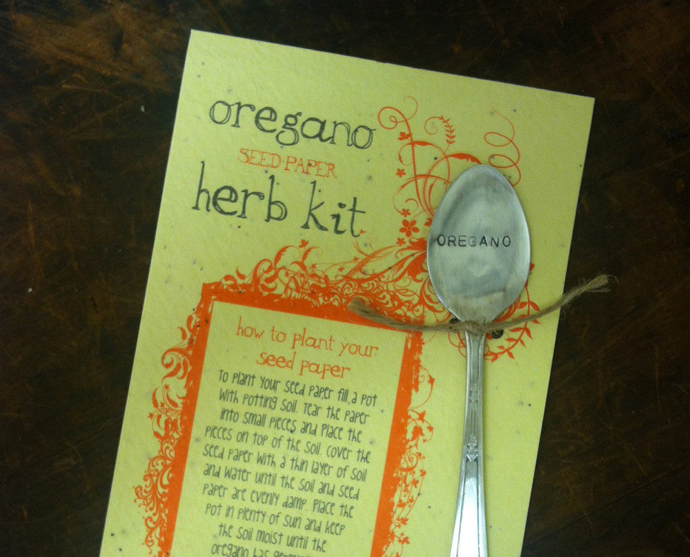 Plantable paper herb kit with Oregano garden marker S0322