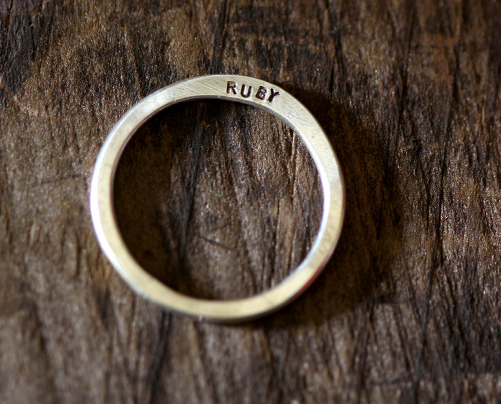 Personalized Modern Hammered Band Ring (S0222)