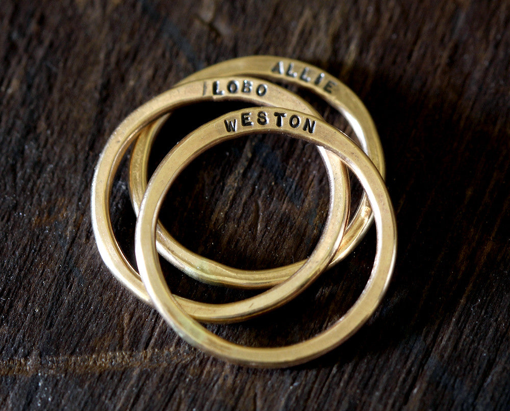 14k Gold Filled Custom Hammered Rings - Set of 3 (S0313)