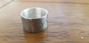 Rustic wide sterling silver wedding ring (S0662)