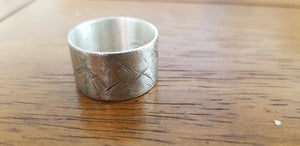 Rustic wide sterling silver wedding ring (S0662)