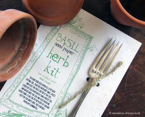Silverware garden marker basil plantable paper herb kit (S0295)