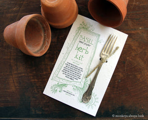 Silverware garden marker basil plantable paper herb kit (S0295)