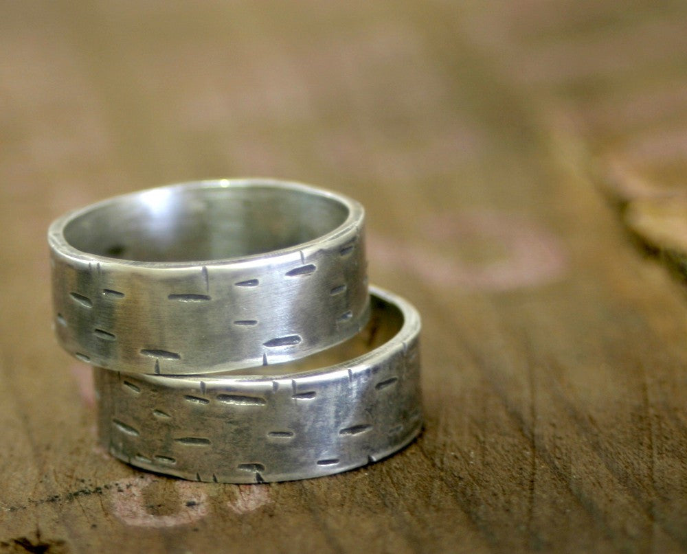 Birch Tree Wedding Ring set of 2 (S0175)