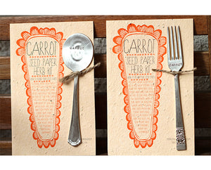 Carrot Plantable Seed Paper with Silverware Garden Marker (S0359)