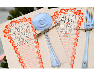 Carrot Plantable Seed Paper with Silverware Garden Marker (S0359)