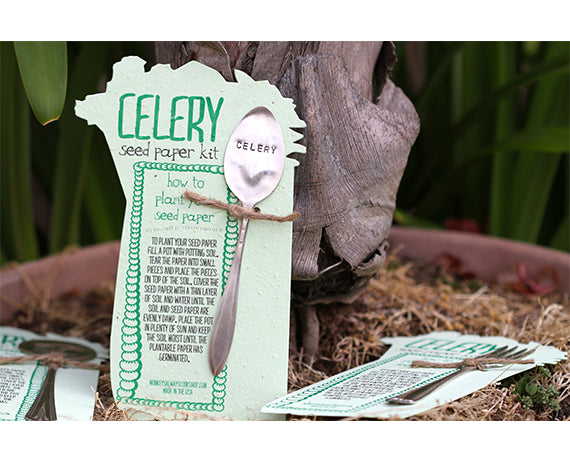 Celery Plantable Seed Paper with Silverware Garden Marker (S0358) -  monkeysalwayslookshop
