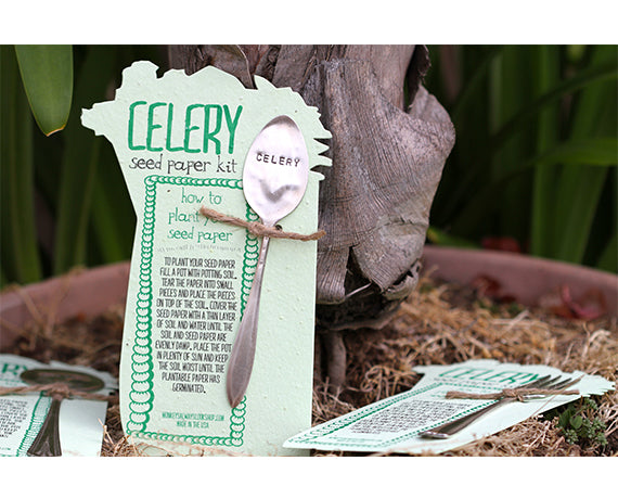 seed packet plant markers Celery Plantable Seed Paper with Silverware Garden Marker (S0358)