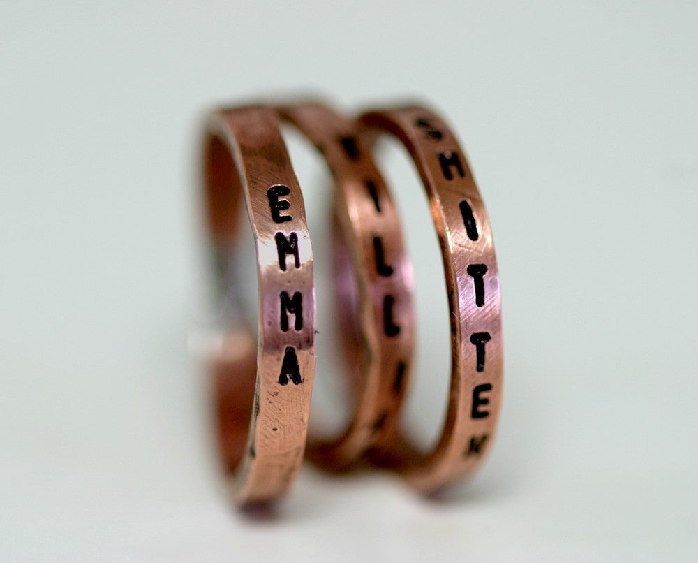 Inscribed Copper Stacking Rings – Set Of 3 (S0177)