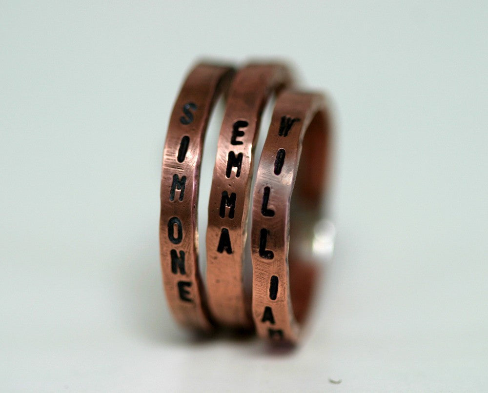 Inscribed Copper Stacking Rings – Set Of 3 (S0177)