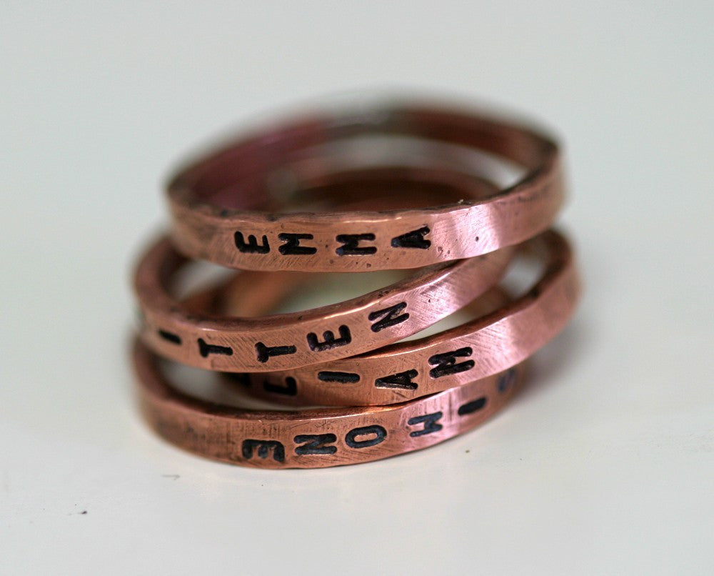 Inscribed Copper Stacking Rings – Set Of 3 (S0177)