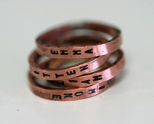 Inscribed Copper Stacking Rings – Set Of 3 (S0177)