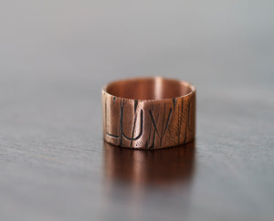 Tree Bark Copper Ring (S0333)