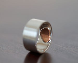 Copper secret heart mens wedding ring (S0336)