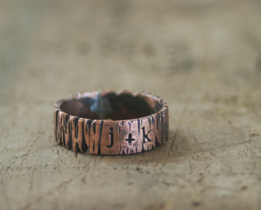 Personalized Redwood Tree Bark Ring (S0186)