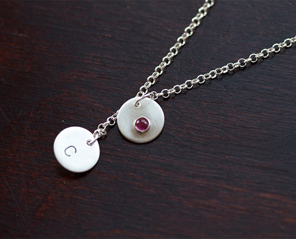 Lover's Gemstone Personalized Pendant Necklace (S0341)