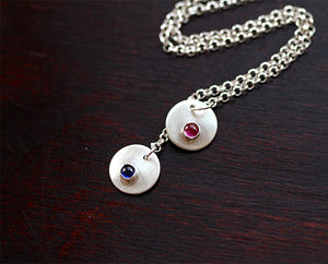 Lover's Gemstone Personalized Pendant Necklace (S0341)