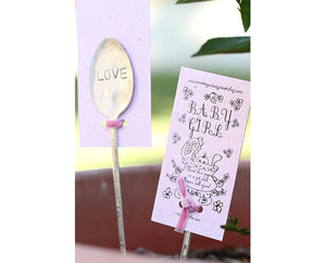 Pink baby girl wildflower kit plantable seed paper with garden marker (S0386)