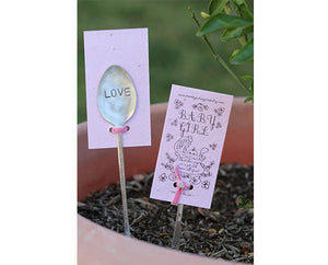 Pink baby girl wildflower kit plantable seed paper with garden marker (S0386)