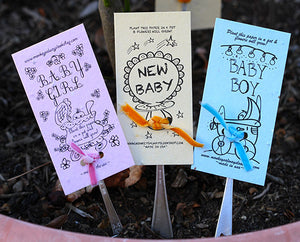 Pink baby girl wildflower kit plantable seed paper with garden marker (S0386)