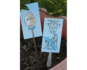 Blue baby boy wildflower kit plantable seed paper with garden marker (S0387)