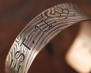 Personalized Copper Tree Bark Bangle S0392