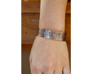 Personalized Copper Tree Bark Bangle S0392