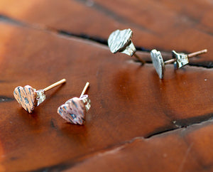 Personalized Copper Tree Bark Heart Earring (S0399)