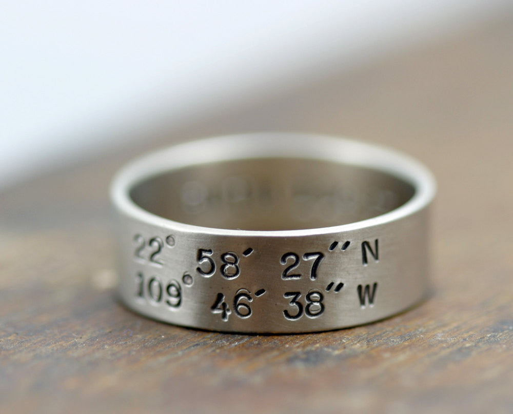 Latitude Longitude Ring 14k gold (S0195)