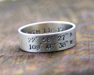 Latitude Longitude Ring 14k gold (S0195)