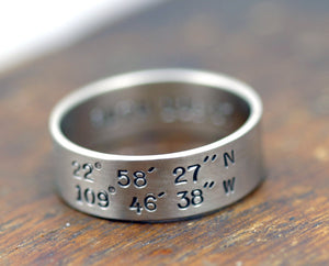 Latitude Longitude Ring 14k gold (S0195)
