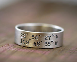 Latitude Longitude Ring 14k gold (S0195)