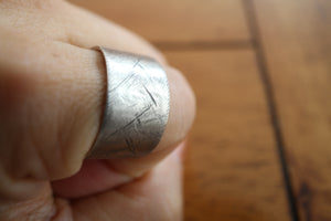 Rustic wide sterling silver wedding ring (S0662)