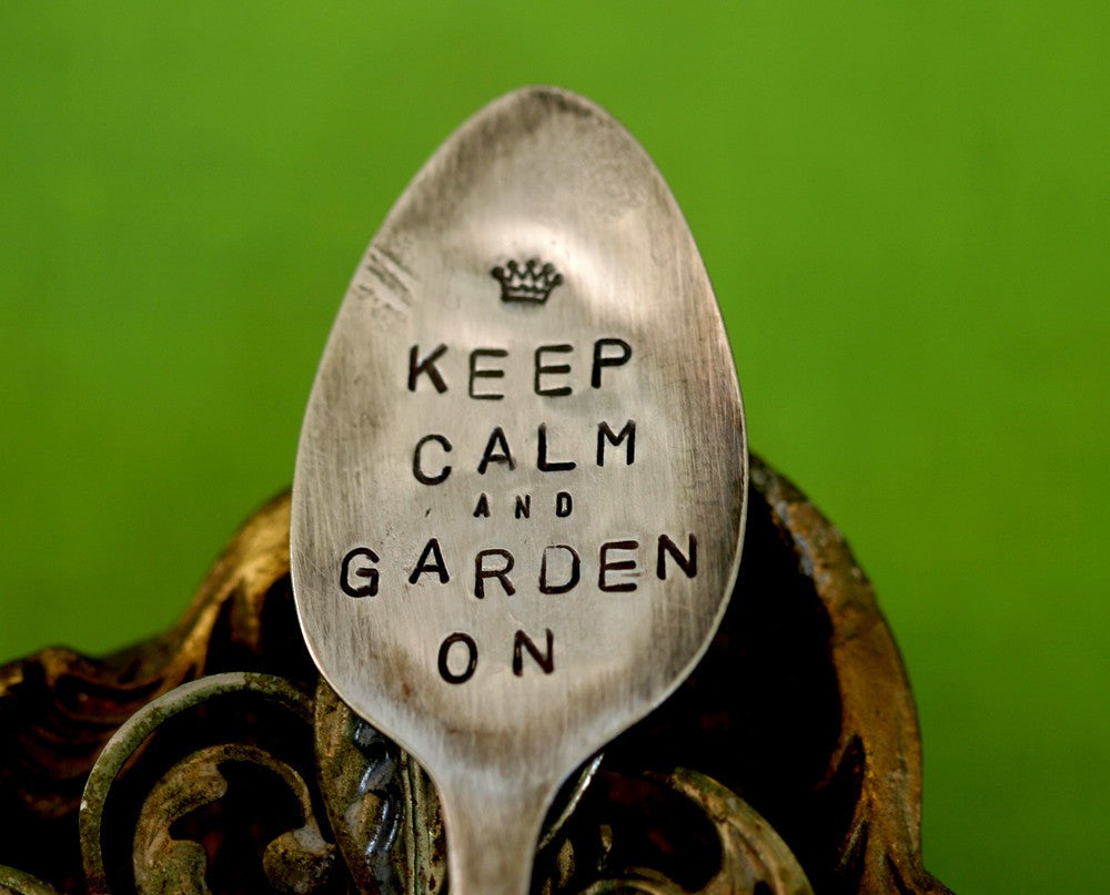 Keep Calm Spoon Garden Marker vintage silverware marker (S0203)