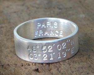 Latitude Longitude Wedding Ring (S0209)
