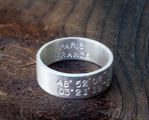 Latitude Longitude Wedding Ring (S0209)