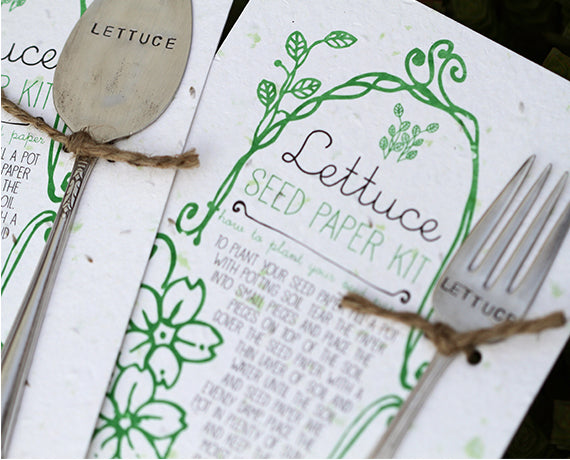 Lettuce Plantable Seed Paper with Silverware Garden Marker (S0360)