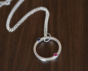 Lovers birthstone personalized necklace (S0340)