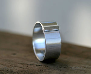 Modern men's wedding band sterling silver wrapped ring (S0319)