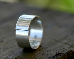 Modern men's wedding band sterling silver wrapped ring (S0319)